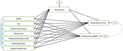 Recursive Path Model for Health Literacy: The Effect of Social Support and Geographical Residence